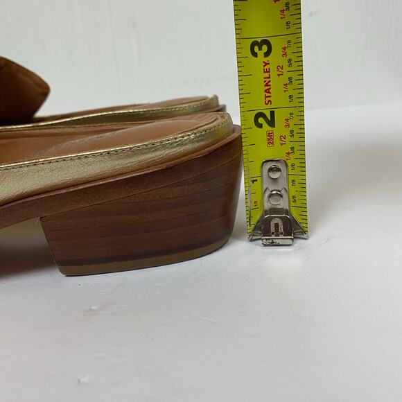 Ariana Bohling Sami Gold Leather Slip On Classic Heeled Mule Shoe US 8.5 EU 39 - Picture 6 of 12